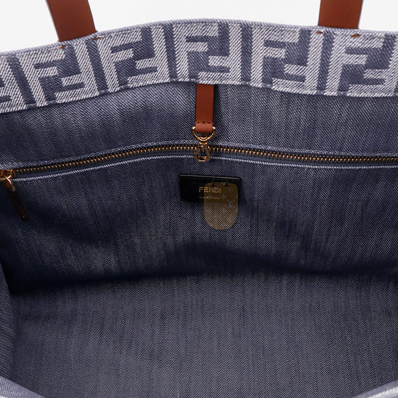 F**di summer tote ff jacquard fabric shoulder bag with fringes 8bh435aut4f1sxq (37*29*16cm)